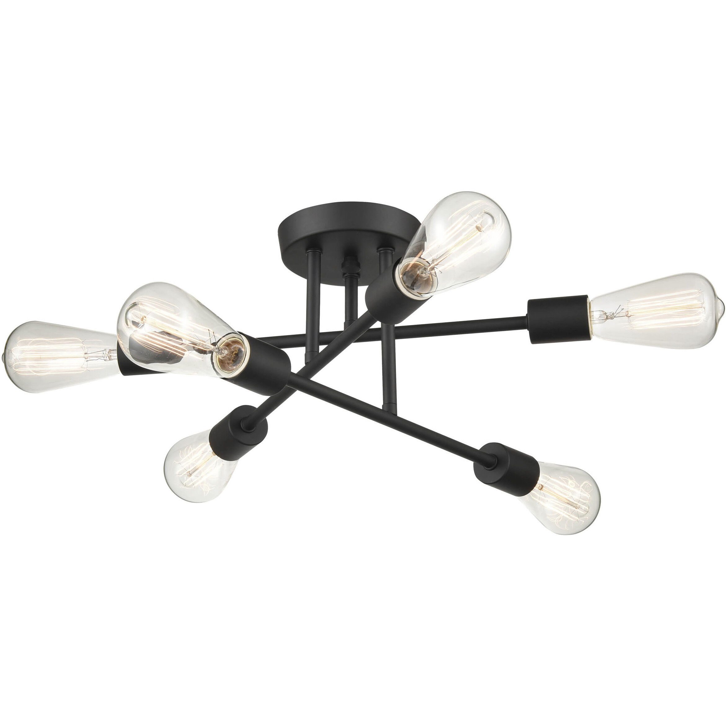 Decco 6 Light 16.75 inch Matte Black Semi-Flush Mount Ceiling Light
